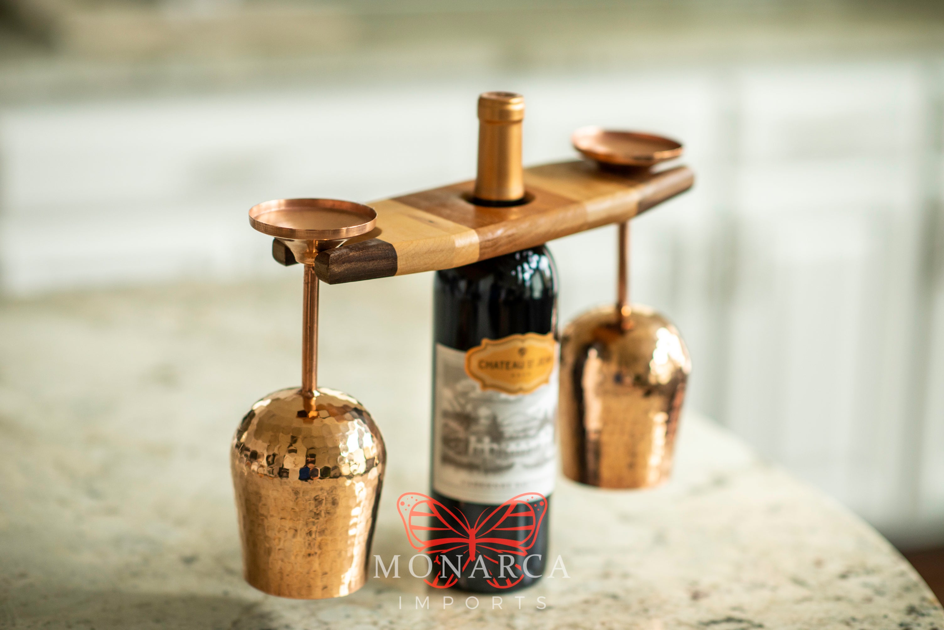 Hammered Copper Wine Glass Gift Set - 5 piece
