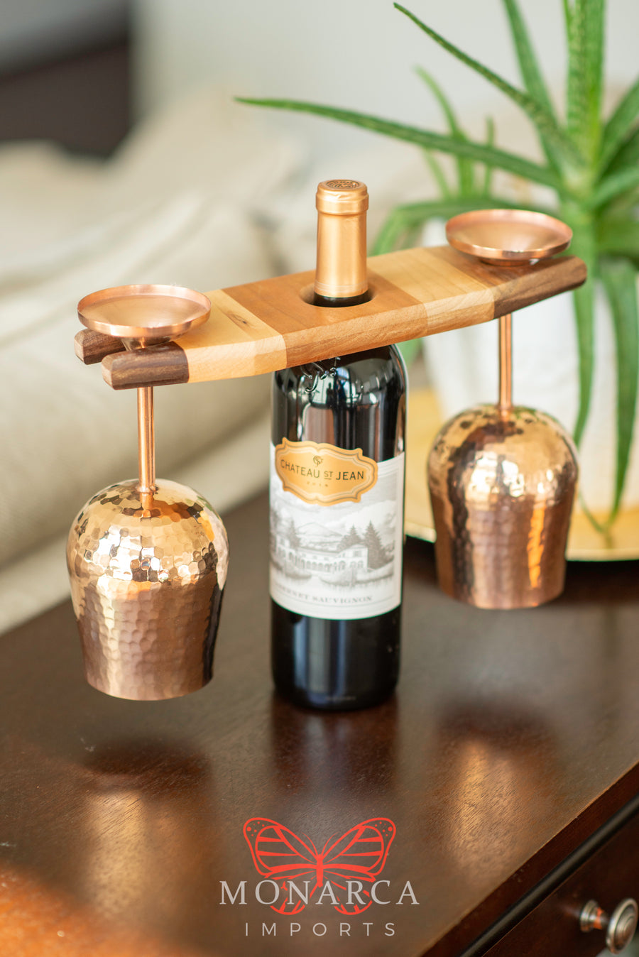 Hammered Copper Wine Glass Gift Set - 3 piece