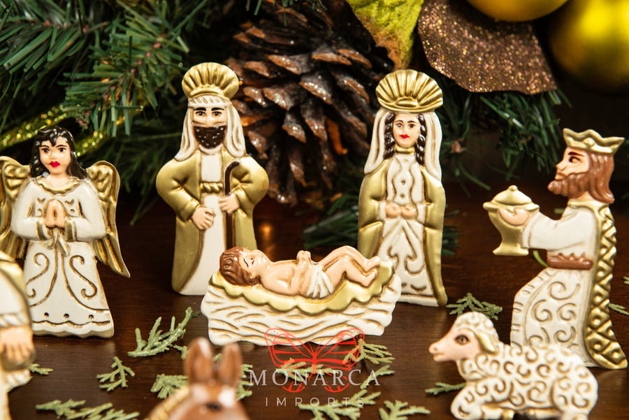 Tin Nativity Scene (10 piece) - White