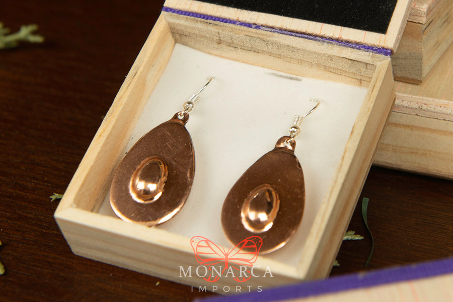 Avocado Copper Earrings w/box